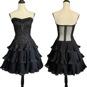 Vintage Betsey Johnson Evening Sheer Mesh Lace Corset Goth Fairy Cupcake Dress